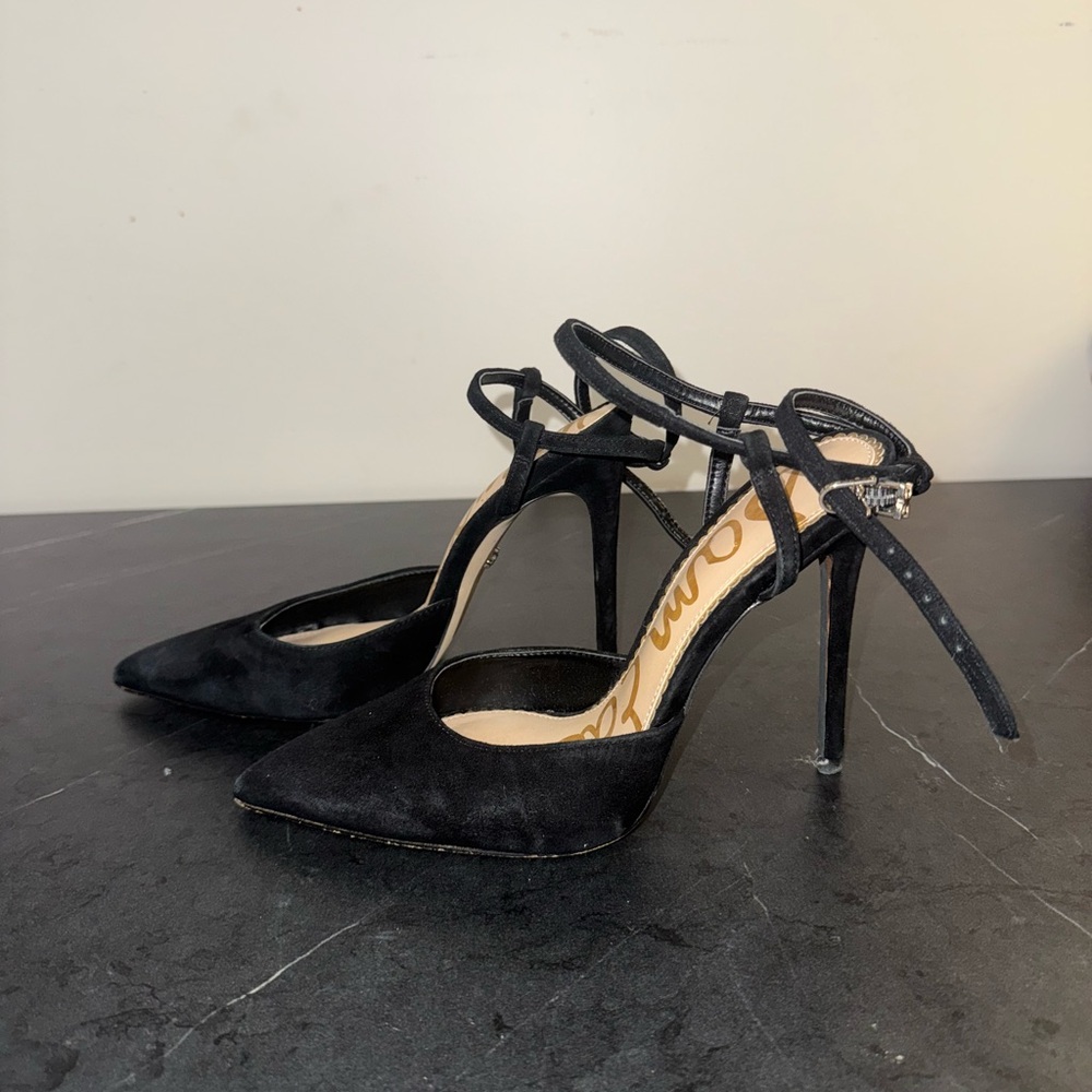 Sam Edelman Black Stiletto Heels with Ankle Straps